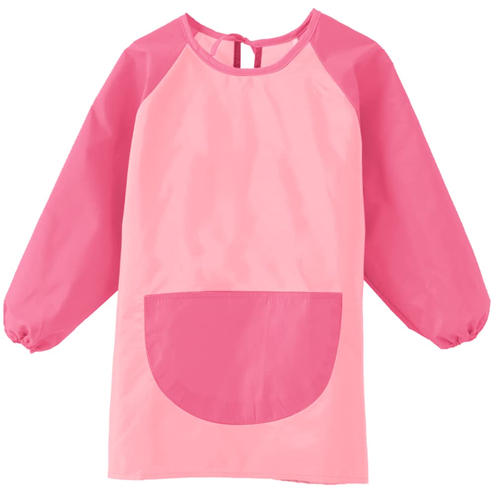 Uposao Children Painting Apron with Big Pockets, Multi-Function Long-Sleeved Kids Aprons, Waterproof & Durable Kids Art Smocks for 7-11 Years Old Girls/Boys Drawing, Writing, Cooking, Painting