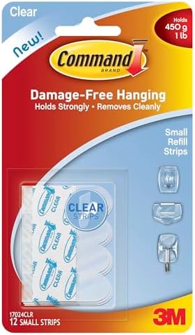 Command 17024CLR Clear Refill Strips Small Medium Large Removable Adhesive