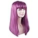 Purple Hairpiece w/Wig Cap Cosplay Costume Party for Women Girls