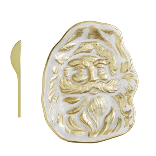 Mud Pie Christmas Santa Gold Christmas Cheese Plate Set