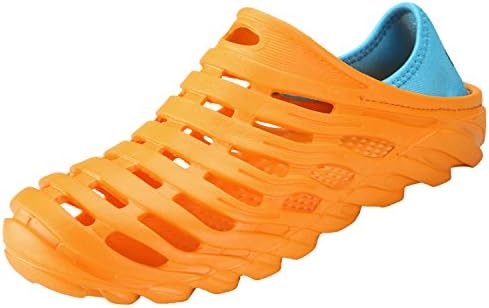 BODON Mens Breathable Mesh Slippers Lightweight Garden Clog Sandals Beach Shoes Quick-Drying Water Shoes Non-Slip Orange 45
