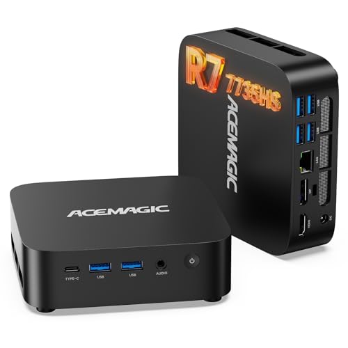 ACEMAGIC M1 Mini PC, AMD Ryzen 7 7735HS (8C/16T, up to 4.75GHz), 24GB LPDDR5 1TB NVMe SSD Win11 Pro Mini Computer, AMD Radeon Graphics, 4K Triple Display, USB-C, WiFi 6 BT 5.2 for Office, Multimedia