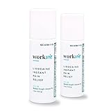 Workvie Lidocaine Pain Relief Roll On Cream 2 Pack - Extra Strength- Instantly Numbs Muscle and Joint Pain - Plus Arnica, Menthol and Aloe - for Sensitive Skin