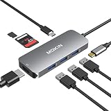 Adapters for MacBook Pro USB C to USB,Multi-Ports Mac Dongle with 4K USB C to HDMI, MOKiN 7 in 1 USB C Hub,USB C Adapter USB to SD TF Card Reader,3 USB 3.0 Ports, 100W PD Charging