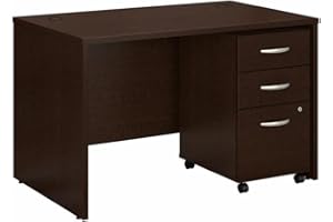 Bush Business Furniture Series C Office Desk with Mobile File Cabinet, 48W x 30D, Mocha Cherry