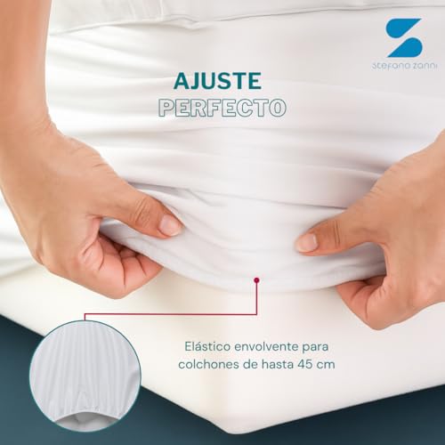 STEFANO ZANNI Cubre Colchón Tipo Colchoneta Microfibra Extra Confort - Extra Relleno 7 cm de Microgel y Down Alternative, Máxima Comodidad y Soporte, Hipoalergénico. King Size (200cm x 190cm)