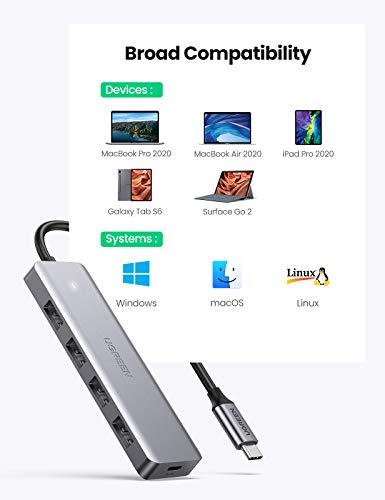 UGREEN USB C Hub, Slim Type C to 4 Port USB 3.0 Adapter, 5Gbps High-Speed Splitter Compatible with Thunderbolt 3 Macbook Pro iPad Pro Air XPS HP Envy Galaxy S22 and More - Image 6