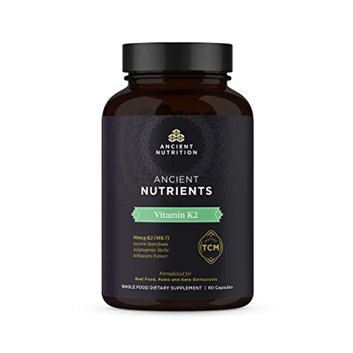 Ancient Nutrition, Ancient Nutrients Vitamin K2-90mcg K2, Adaptogenic Herbs, Enzyme Activated, Paleo & Keto Friendly, 60 Capsules