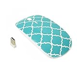 TopCase Quatrefoil / Moroccan Trellis Series Hot Blue / Turquoise USB Optical Wireless Mouse for Macbook (pro , air) and All Laptop + TopCase Designed Chevron Mouse Pad
