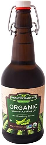 Healthy Harvest Certified Organic Gourmet Soybean Cooking Oil - Healthy Cooking Oil for Cooking, Baking, Frying & More - Naturally Processed to Retain Natural Antioxidants {Half Liter - 16.9 oz.}