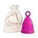 Peachlife Ring Menstrual Cup with Loop Pull Tab Handle - Silicone Reusable for 10 Years - Medium Size, Medium Firm Peachcup