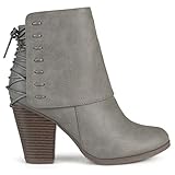 Brinley Co. Womens High Heel Corset Lace Chunky Heel Ankle Boots Grey 8