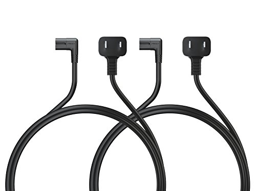 [UL Listed] Pwr+ 2 Pack 3 Ft 2 Prong AC Wall Cable 2 Slot Power Cord L-Type for LED LCD TV, Samsung, LG, Yamaha Sound Bar Laptop IEC-60320 IEC320 C7 to NEMA 1-15P (Figure 8) - 3903-000853 3903-000599