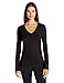 Soffe Women's V-Neck Long Sleeve Cotton Tee, Black, Medium