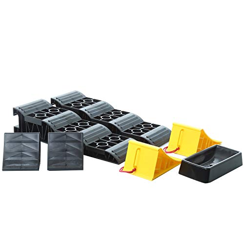 Homeon Wheels Large RV Leveling Blocks 2 Pack and Two Locking Chocks