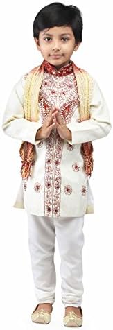 Klaud Zee Kids Ethnic Baby Boys' Indo Western Festive and Party Wear Sherwani and Breeches Set