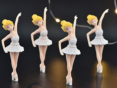 HYSTYLE 4 Pcs Dancing Ballerina Girl Figurine, Miniature Ballerina Girl Figure Collection Playset Doll Toy, Ballerina Girl Cake Topper, Ballerina Girl Plant Pot Craft Dollhouse Decoration, Cake Decoration, Landscape Scenes