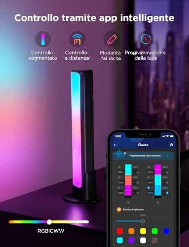 Barre Luminose, Retroilluminazione TV RGBICWW Funziona con Alexa e Google Assistant, Dimmerabile in 16 Milioni di Colori per Stanze, Decorazione da Gioco
