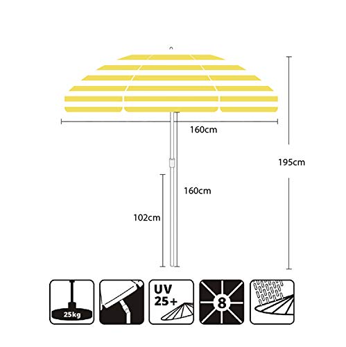 Sekey® 160 cm Sonnenschirm| Strandschirm mit Schutzhülle für Balkon Garten & Terrasse| Neigungswinkel und Höhe… – Bild 8