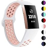 QIBOX Compatible with Charge 3 Bands, Sports Silicone Replacement Women Men Bands Breathable Soft Strap Bracelet Accessories Compatible Charge 3 SE Fitness Activity Tracker Small Large