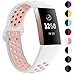 QIBOX Compatible with Charge 3 Bands, Sports Silicone Replacement Women Men Bands Breathable Soft Strap Bracelet Accessories Compatible Charge 3 SE Fitness Activity Tracker Small Large