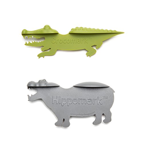 Peleg Design Crocomark and Hippomark, Cool Animal Bookmark Set (2 Pack) Crocodile and Hippo Shaped Bookmarks for Kids and Adults