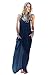 MIXMAX Women's Strappy Casual Loose Boho Chiffon Pocket Long Maxi Dress (XX-Large, Navy Blue)