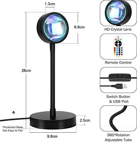 Redare Smart Sunset Lamp,Sunset Lamp projector 360 Degree Rotation,APP and Remote Control Multicolor Changing LED Sunset Lights,Upgraded Sunlight Lamp Synchronized with Music, Holidays Gift for Women
