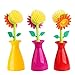 Wed2BB Flower Design Non-Scratching Nylon Dish Brush With Vase Holder - Random Color