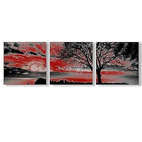 Canvas Wall Art Abstract Cloud Tree Pictures Home Wall Decorations for Bedroom Living Room Oil Paintings Canvas Prints Framed - 12"x12"x3 Panels