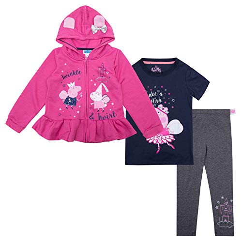 Pig Costumes Toddler - Peppa Pig Toddler Girls Set Hoodie, T-Shirt & Sweatpants Set (Multicolored,