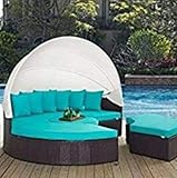 husen 4-Piece Outdoor Daybed Sectional Set Turquoise (Turquoise)