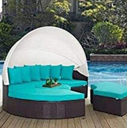 husen 4-Piece Outdoor Daybed Sectional Set Turquoise (Turquoise)