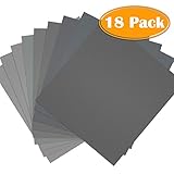 Paxcoo 18 Pcs 9 x 11” High Grit Wet and Dry Sandpaper Assortment 400 600 800 1000 1500 2000 3000 5000 7000 for Car