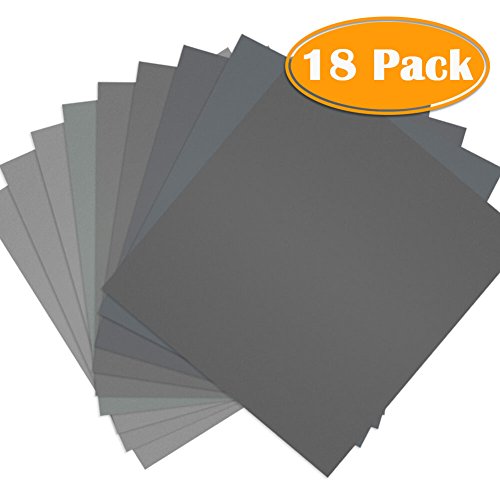 Paxcoo 18 Pcs 9 x 11” High Grit Wet and Dry Sandpaper Assortment 400 600 800 1000 1500 2000 3000 5000 7000 for Car