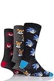 Mens 3 Pair SockShop Sonic the Hedgehog, Knuckles and Tails Cotton Socks - Assorted 7-12