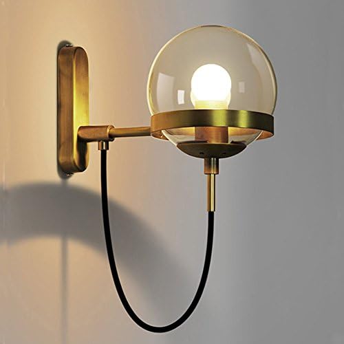AOKARLIA Industrial Wall Lamps, E27 Standard Light Fixture/Glass Balcony Sconce Lamps,Gold