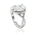 Halo Bridal Engagement Ring Teardrop Pear Round CZ Infinity Shank 925 Sterling Silver Choose Color