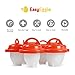 Egg Cooker Silicone Cups - Soft/Hard Boiled Eggs Without Shell - 9in1 Set PREMIUM QUALITY NonStick | 6Cups, Holder, Free Brush&Spoon, Instruction | The Original Set by EasyEggie!