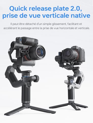 Feiyu SCORP Mini 2 [Official] Kit, 4-in-1 3-Axis Integrated AI Tracking Camera Stabilizer, 1200g Payload, Native Vertical Shooting, for SonyZV-1, Canon EOS 200D II, with Carry Case