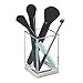 mDesign Modern Square Tumbler Cup for Bathroom Vanity Countertops - for Mouthwash/Mouth Rinse, Storing and Organizing Makeup Brushes, Eye Liners, Accessories - Slim Design, 2 Pack - Clear/Brushed