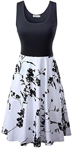 Jevvia Women Summer Beach Cotton Casual Sleeveless Flared A Line Dress