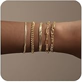 Gold-plated Bracelets for Women, 14K Real Gold-Plated Stackable Bracelet Set, Trendy Jewelry for Women, Adjustable Dainty Jewelry Gifts for Women