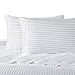 Royal Tradition Striped 300 Thread Count, 100 Percent Cotton 3PC Twin Extra Long XL Bed Sheets Set with Deep Pockets, White