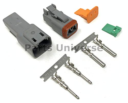 Deutsch 2-Pin Connector Kit with Housing, Pins & Seals Crimp Style Terminals, 14-16 Gauge