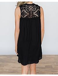 Vestido de túnica de encaje bordado para mujer Casual sin mangas Swing Soft Mini vestidos de gasa