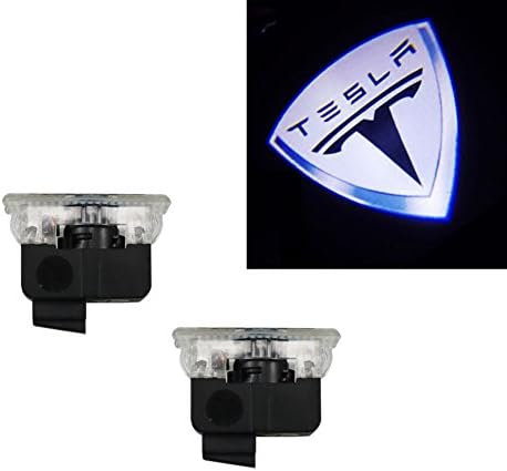Grolish 2Pcs Car Door Logo Projector Light Symbol Welcome Lamp Kit for Tesla