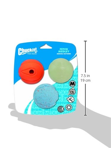 Chuckit! Medium Fetch Medley Balls 2.5-Inch, 3-Pack