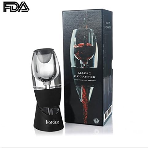 Hotder Wine Aerator Pourer Diffuser Decanter Spout with Base for Red Wine Christmas Gift,Home use And Party,Black