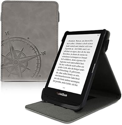 Kwmobile Cover For Pocketbook Touch Lux 4 Basic Lux 2 Touch Hd 3 Pu Leather E Reader Case With Built In Hand Strap And Stand Black Grey 47603 07 Buy Online At Best Price In